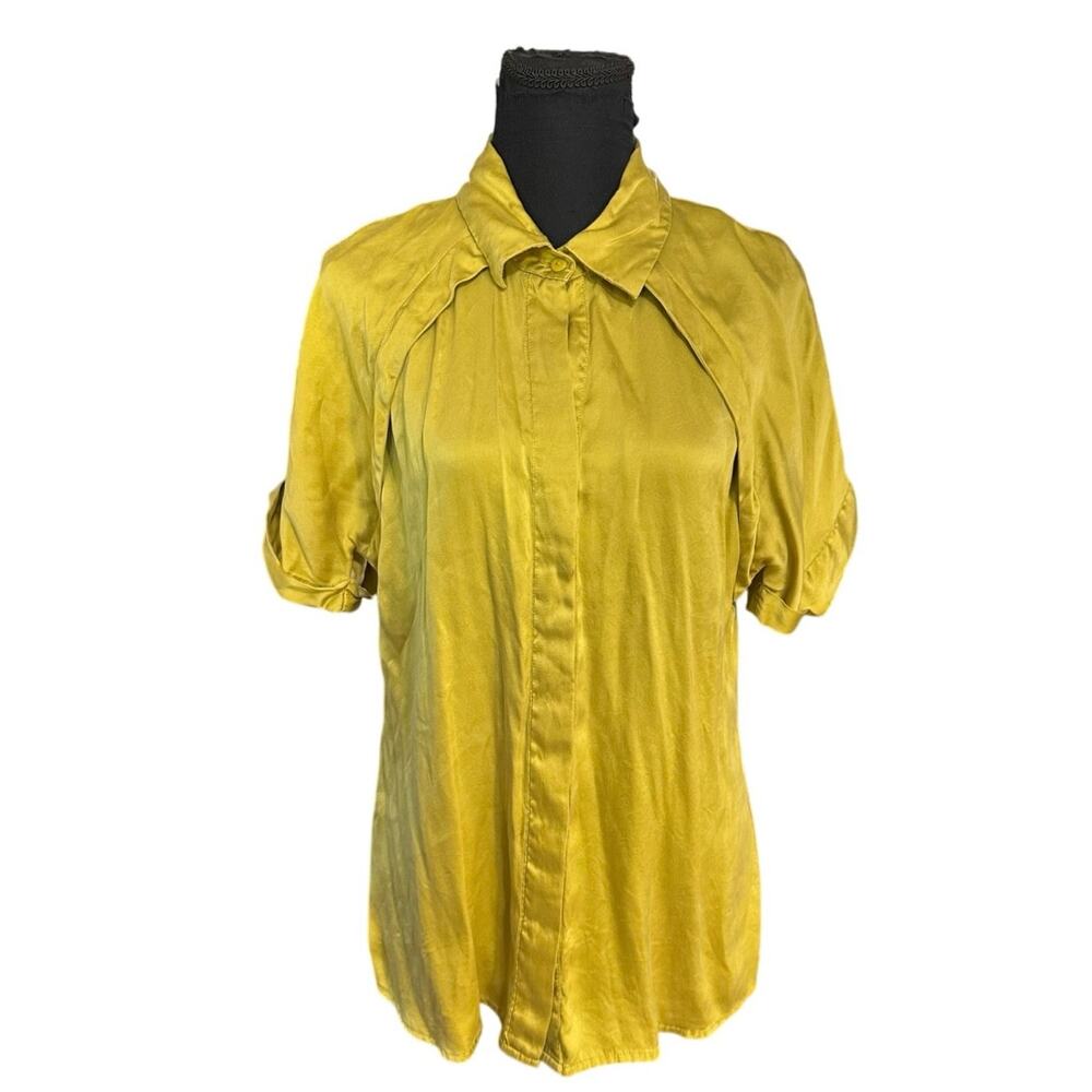 Pendleton Golden Yellow Silk Button Front Trench … - image 1